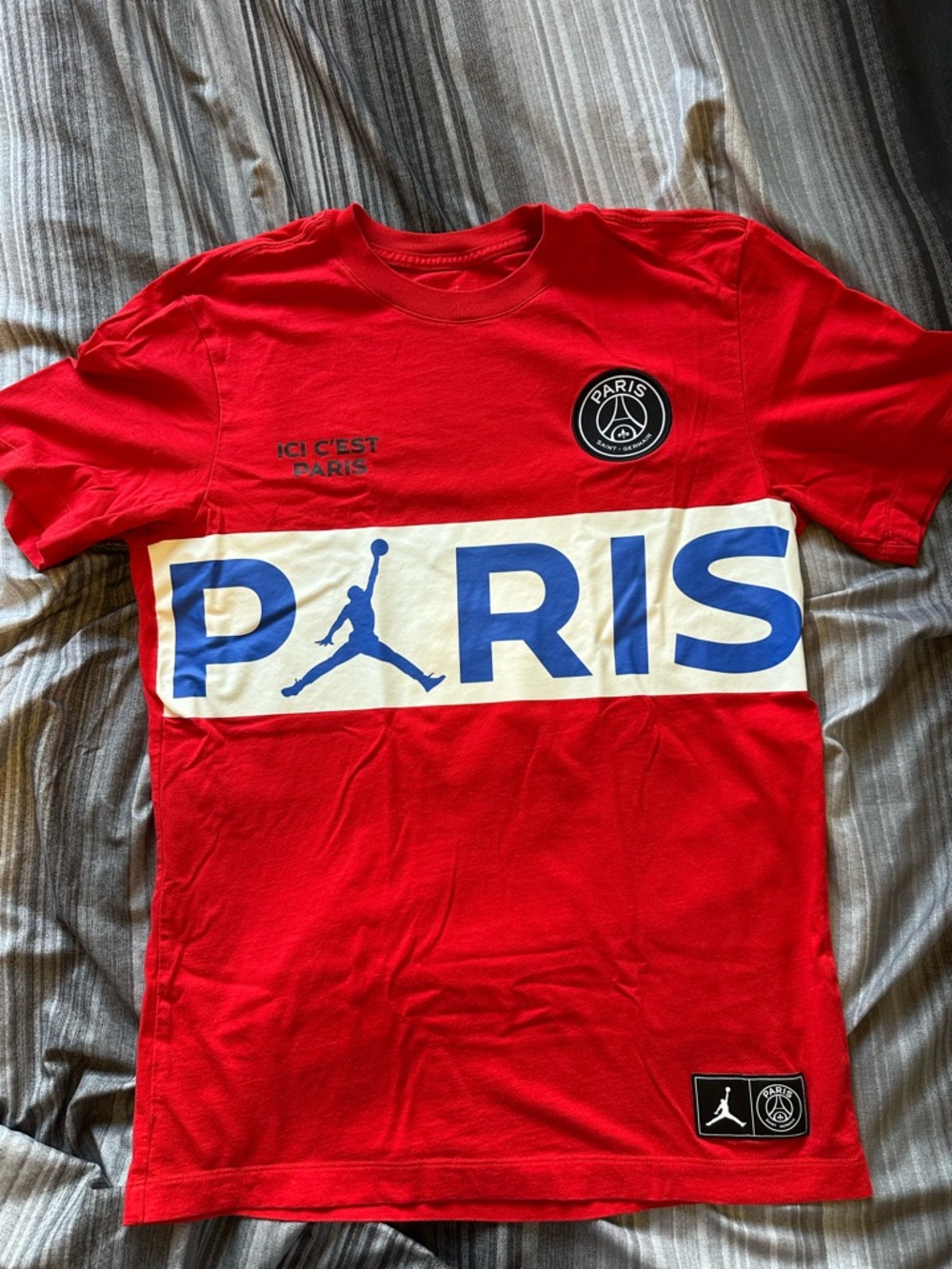 Nike Jordan Paris Saint-Germain PSG Wordmark T-Shirt Red Size Small